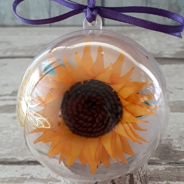 Paper sunflower in a bubble