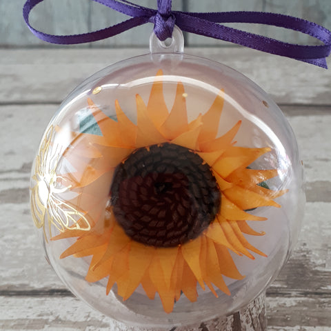 Paper sunflower in a bubble