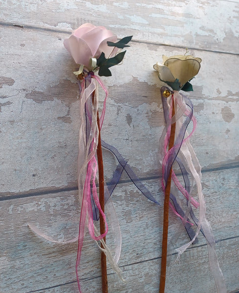 Paper rose fairy wand