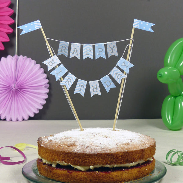 Baby blue Birthday cake bunting