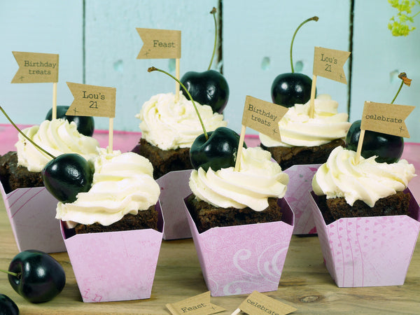 Birthday celebration cupcake flags