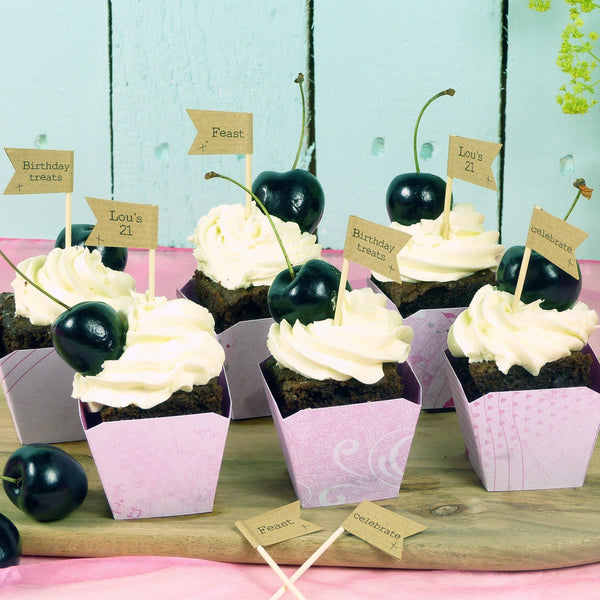 Birthday cupcake flags personalise