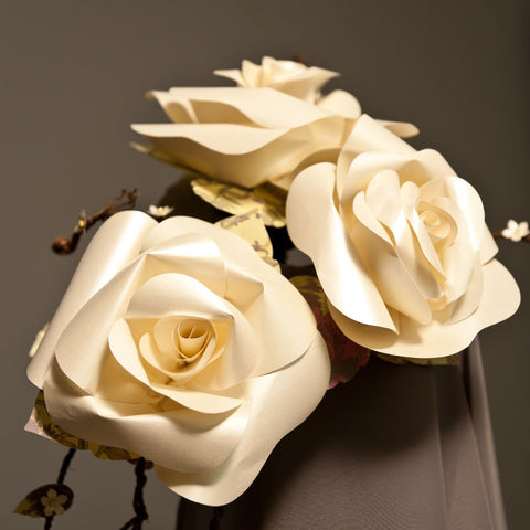 large paper ivory rose bouquet alternative fake flowers