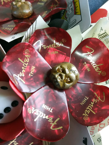 Red guitar pick bouquet