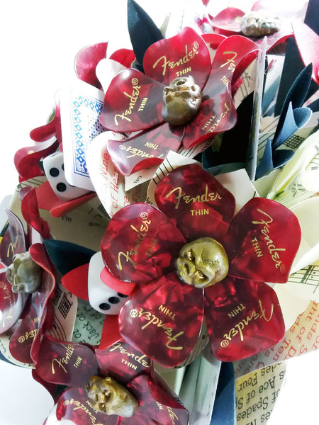 Sheet music alternative flowers guitar pick bouquet