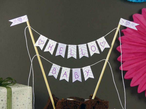 New baby shower neutral cake bunting