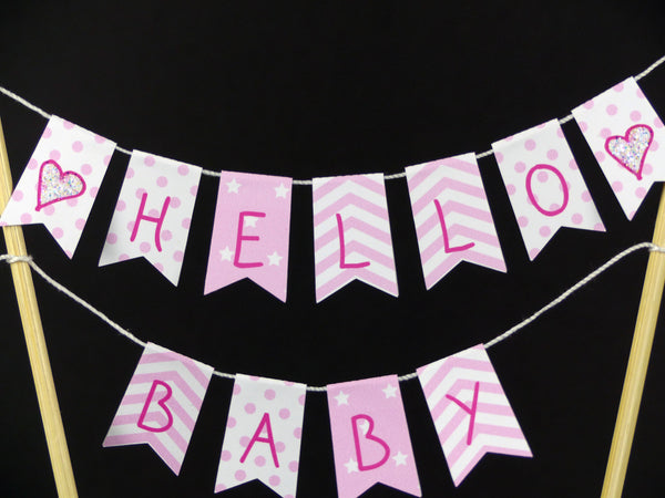 New baby girl baby shower pink cake bunting