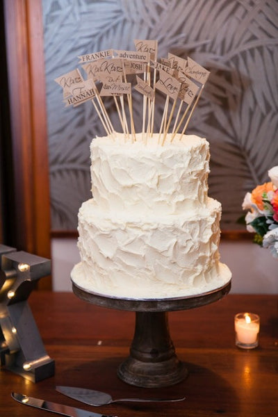 rustic wedding cake flag