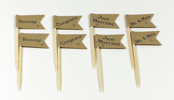 Mr & Mrs Brown craft Wedding cupcake topper personalised cake flags