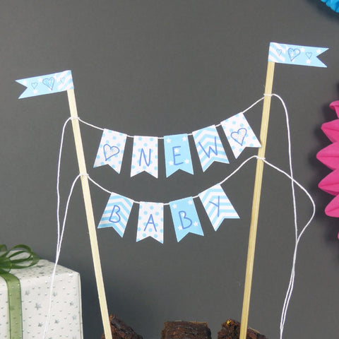 New Baby boy baby shower cake bunting