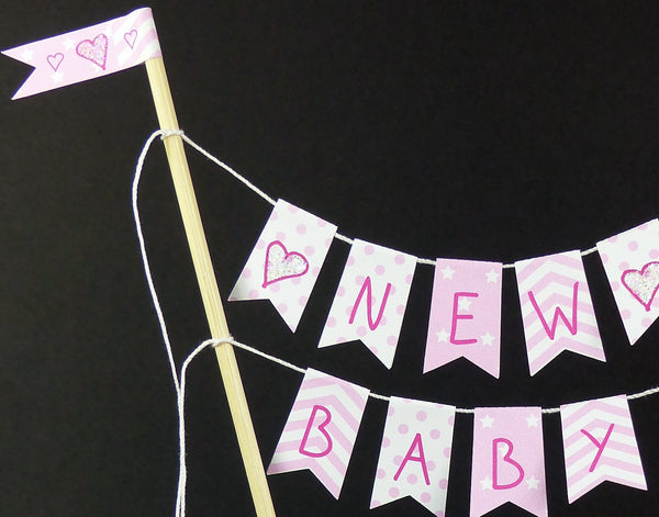 New Baby shower pink cake bunting