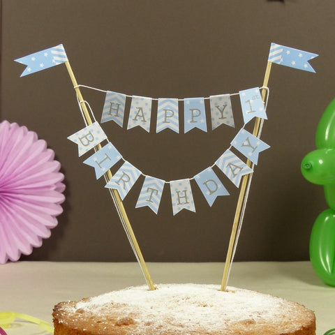 baby blue 1st birthday cake bunting