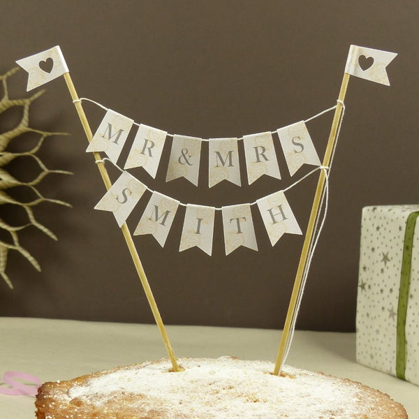 Custom Mr & Mrs ivory cake bunting