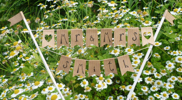 brown kraft paper wedding cake bunting