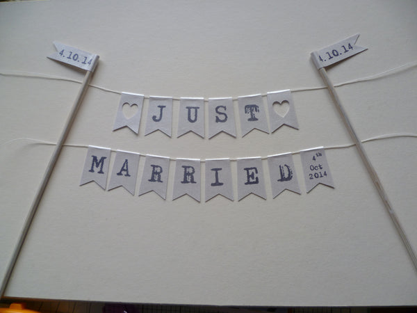 Just married wedding cake bunting
