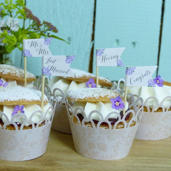 Lilac wedding cupcake topper