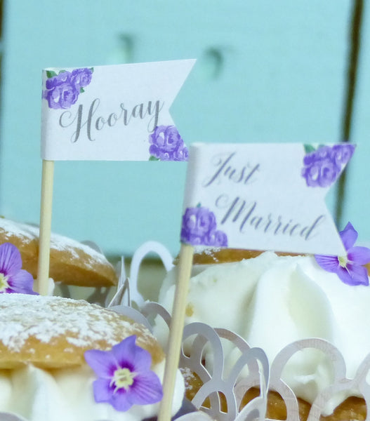 Purple wedding cupcake topper