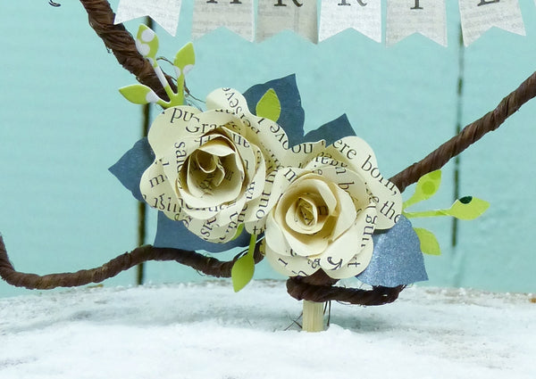 rustic cake topper heart book flower