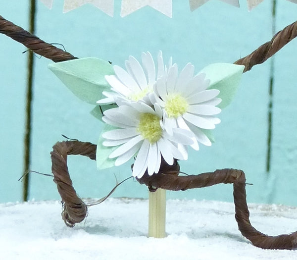 rustic cake topper heart paper daisy