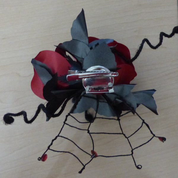 Dracula spider dual clip corsage & hairclip