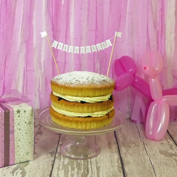 Pink moon & stars Christening cake bunting