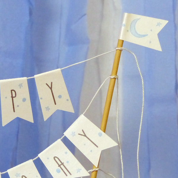 Blue Moon & stars personalised Baptism cake bunting