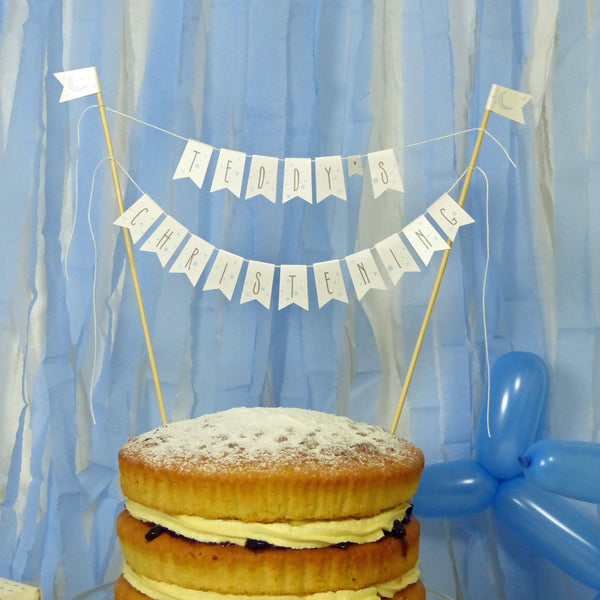 christening celebration cake topper blue