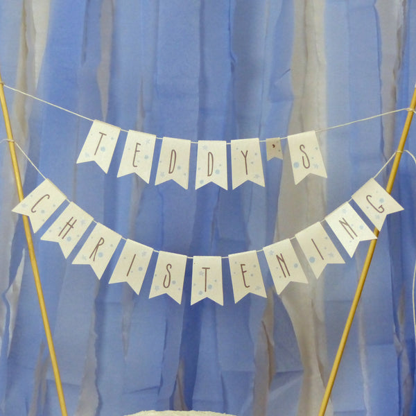 blue christening cake decoration