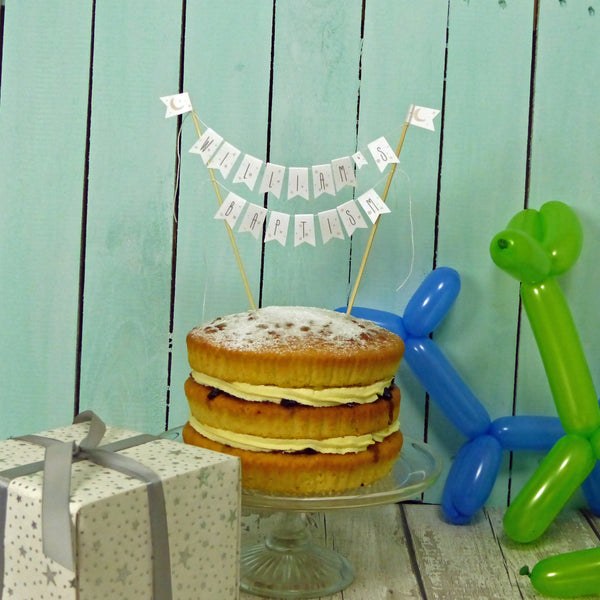 Warm grey modern font baptism cake bunting