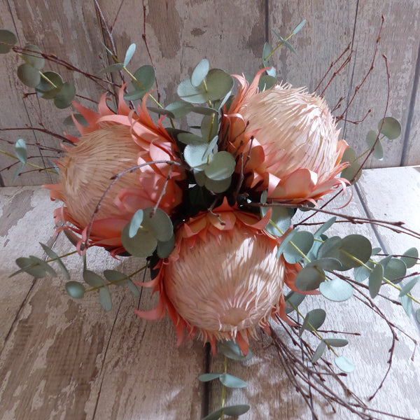 protea cynaroides created from paper bouquet