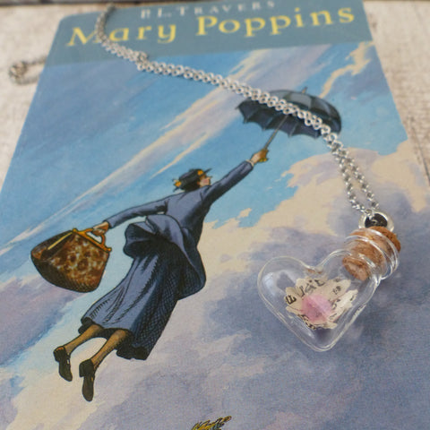 Mary Poppins book daisy in quirky heart shaped bottle
