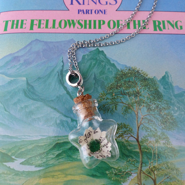 LOTR book daisy in star shaped bottle on silver colour chain