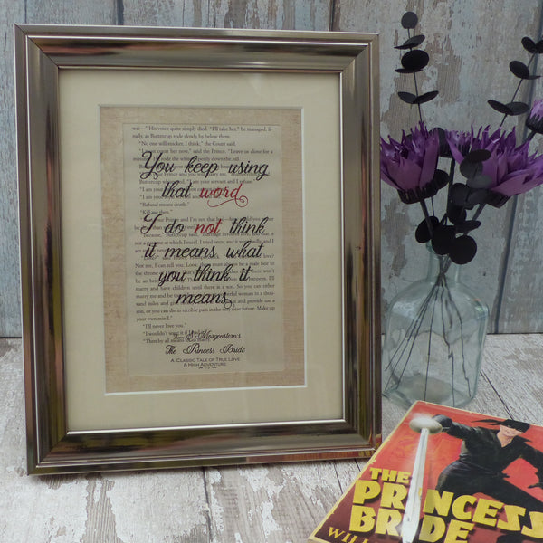 frame print using page from the princess bride