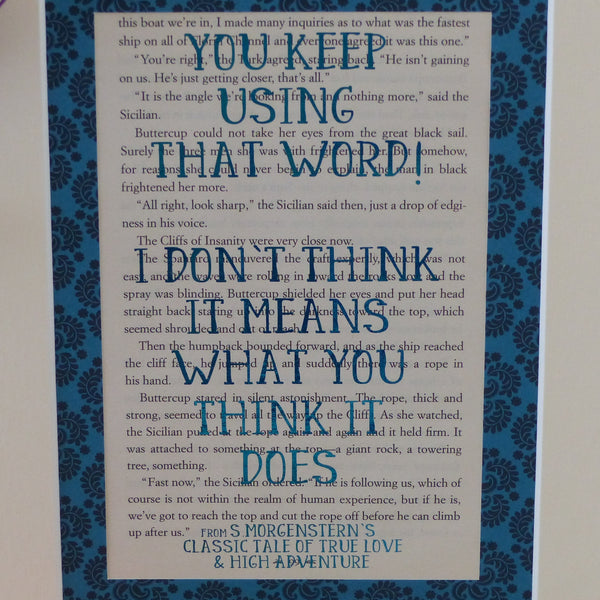 Princess bride that word book page art