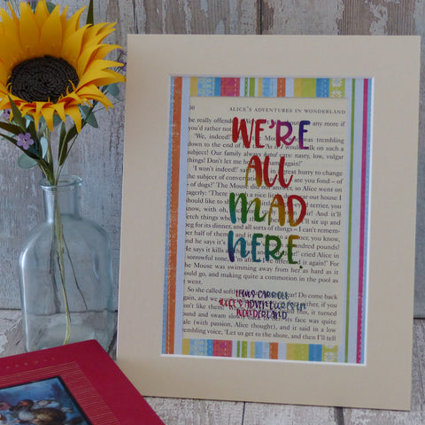 Alice in Wonderland We're all mad here quote art