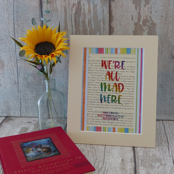 Lewis Carroll quote art Mad here