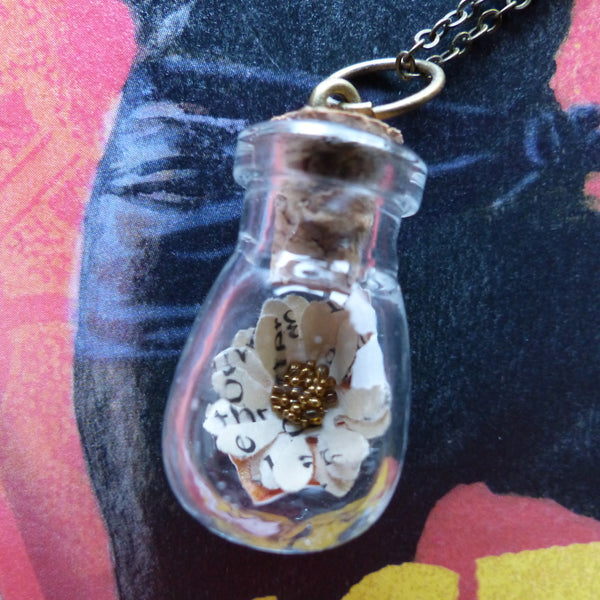 The Princess Bride daisy in bulb bottle necklace