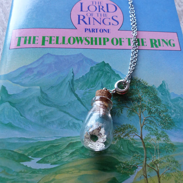 Fellowship of the rings daisy in bulb bottle necklace