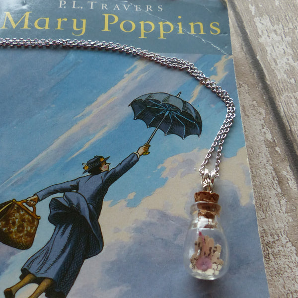 Mary Poppins in bulb bottle necklace