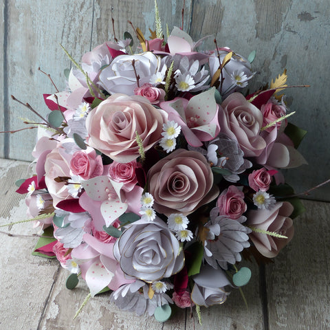 Pink & white paper flower bouquet