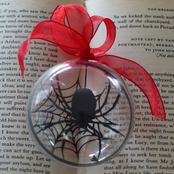 Spider and web silhouette bauble