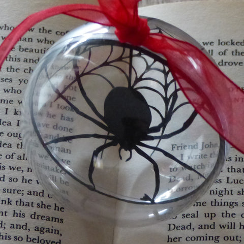 Spider and web silhouette bauble