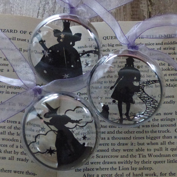 Wizard of Oz bauble trio Glinda the Good Wicked witch of the west Dorothy and Toto