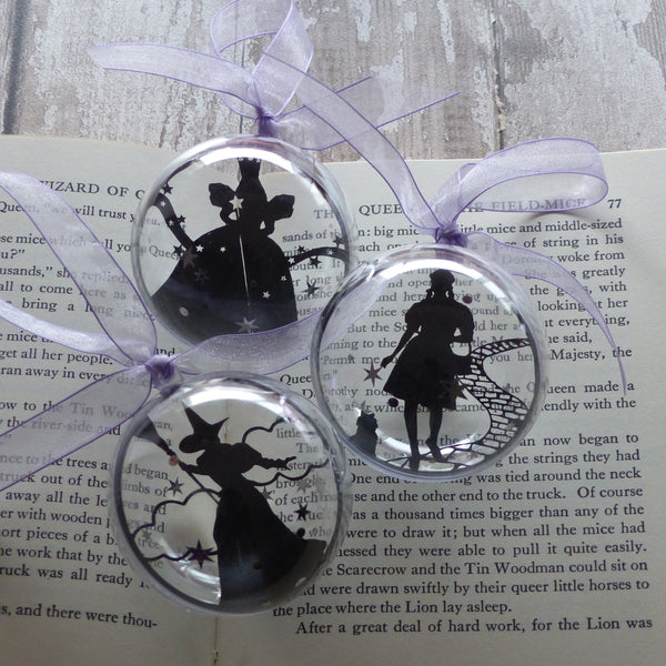Wizard of Oz bauble trio Glinda the Good Wicked witch of the west Dorothy and Toto