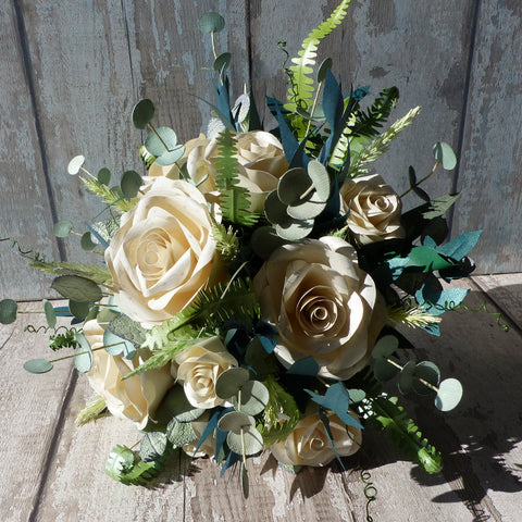 Sheet music paper flower wedding bouquet