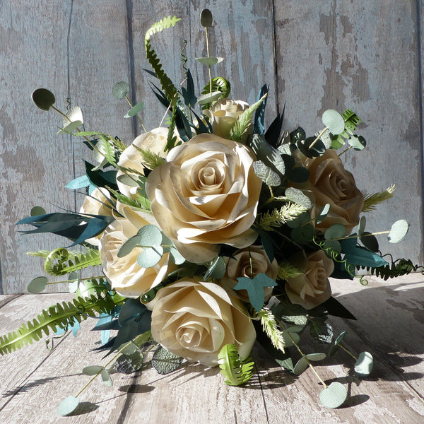 Paper rose flowers & ferns