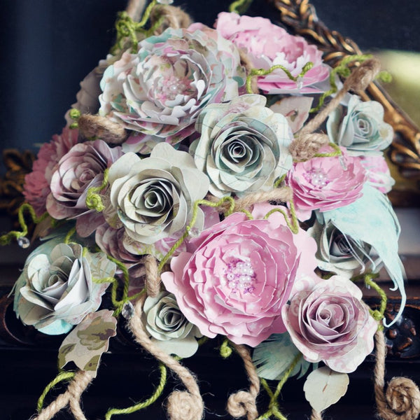 Paper rose bridal bouquet