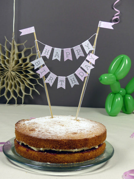 Striped Baby pink Birthday cake topper