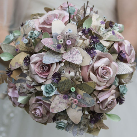 Paper flower wedding bouquet