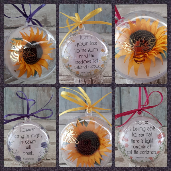 Trio of Sunflowers - A gorgeous set of Dawn, Light and Hope quote bubbles